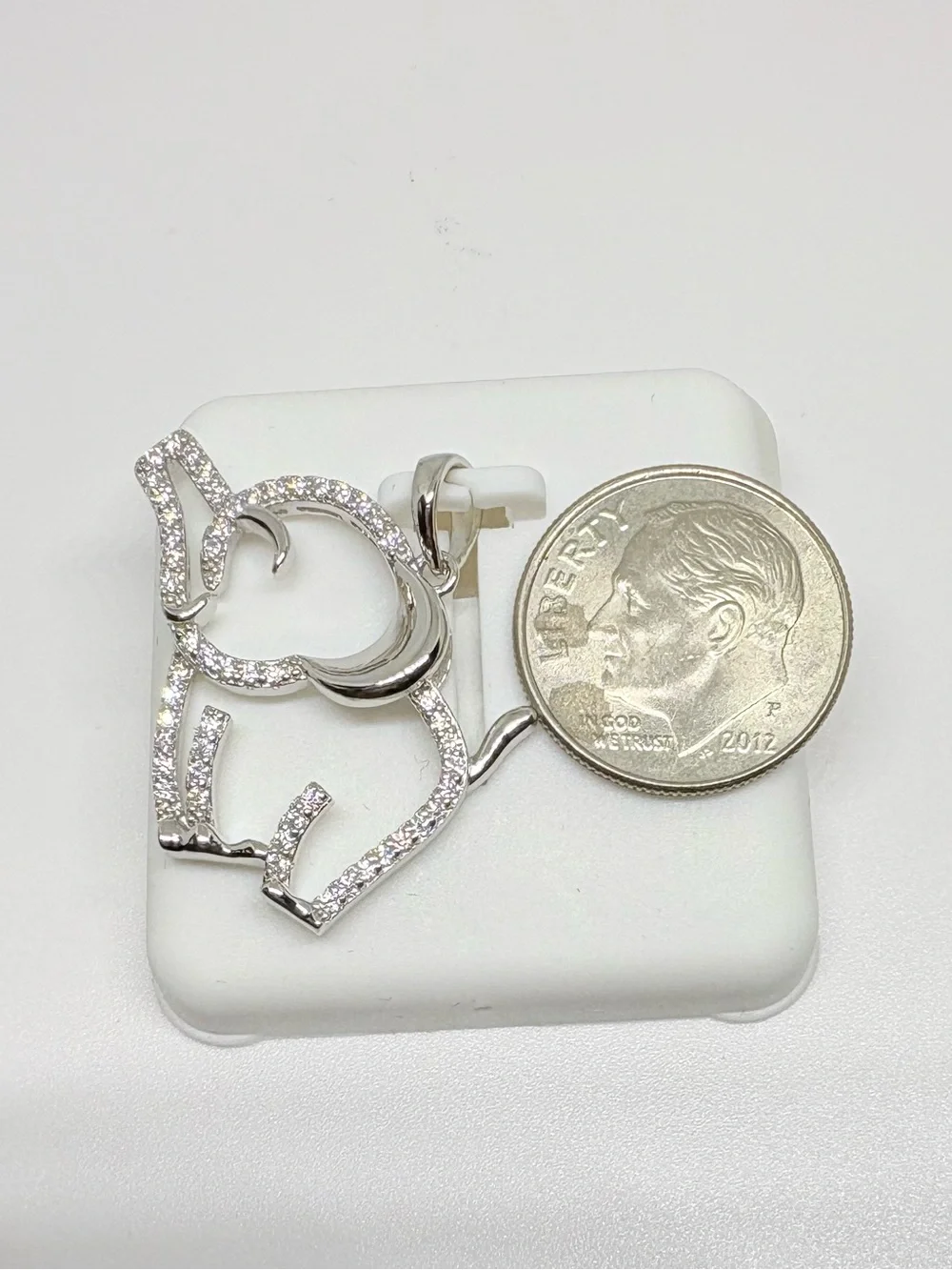 Sterling Silver Moissanite Elephant Pendant
